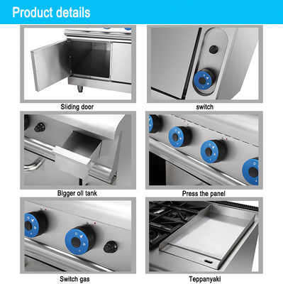 Hotel Gas 4 Range Kompor Dengan Oven SS304 LPG / Jenis Gas Alam Untuk Penggunaan Komersial