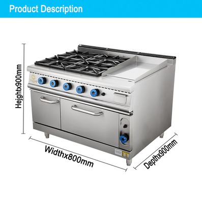 Gas 4 Range Kompor Dengan Oven SS304 Peralatan Dapur Hotel Tipe LPG/gas alam