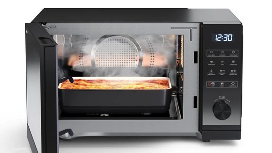 25L Kapasitas Baja tahan karat Microwave Oven Membrane Touch Control dalam warna Hitam / Putih