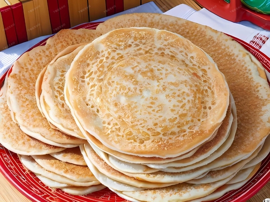 Gas Pancake Bentuk Bulat Bentuk persegi panjang Perlengkapan lini produksi dengan kapasitas yang disesuaikan dan adonan