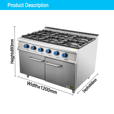Advanced Gas 6-Range Stove Oven Set SS304 LPG/gas alam yang dioperasikan