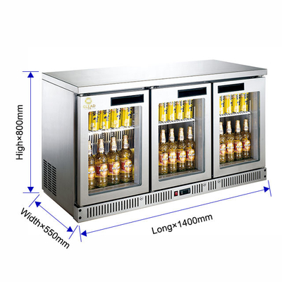 180L Bar Air didinginkan kulkas dengan pendingin kipas R134a Rentang suhu kulkas 4.C sampai 8.C