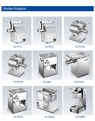 Heavy Duty 320kg/h Komersial Grinder Daging Dengan 2200W Daya Dan Tembaga Turbine Chain Drive