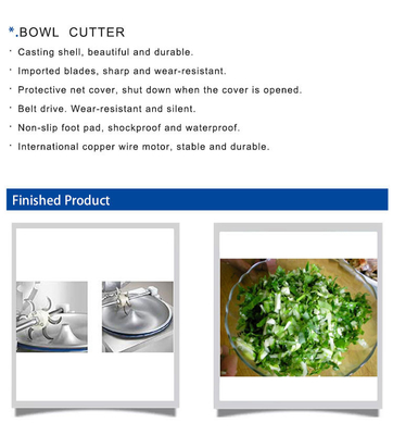 Professional Commercial Hotel Bowl Cutter Dengan 30L Volume 300KG/H Kapasitas Dan Silent Belt Driving