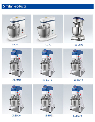 Komersial 0.35KW Kue Mixer Dengan Volume 7L Dan Motor Tembaga Stabil Untuk Dapur Hotel