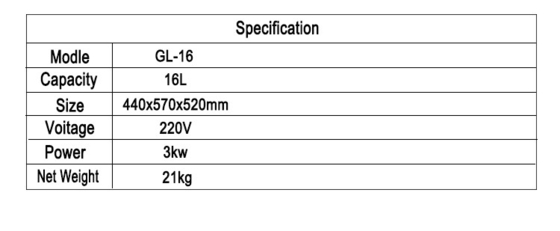 Portable 16L Commercial Hotel Chicken Fryer Dengan 21 Kg N.W Dan 3 Kw Daya