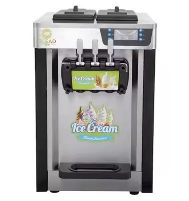 Mesin es krim berwarna tiga kepala dari stainless steel