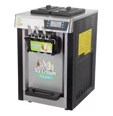 Mesin es krim berwarna tiga kepala dari stainless steel