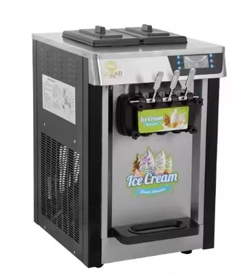 Mesin es krim berwarna tiga kepala dari stainless steel