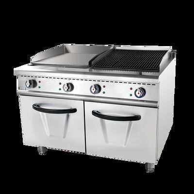 Griddle komersial baja tahan karat flat top dengan daya 12KW untuk pemanasan seragam