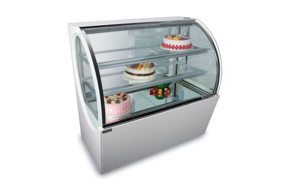 Komersial Oval Curved Cake Showcase Arc Glass Pastry Display Kulkas