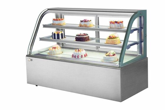 Countertop Tiga Lapisan Arc Pastry Display Cabinet, Air Cooling Dessert Kulkas