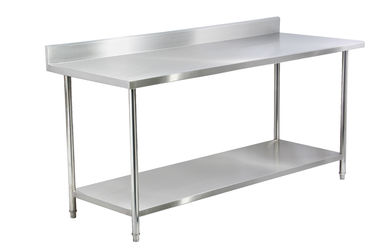 201 Meja Kerja Stainless Steel Dapur Dengan Undershelf Backsplash Tahan Karat