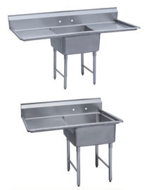 Komersial Kirchen Stainless Steel Inlet Dan Outlet Bench Dengan Double Sink Bowl Merakit Meja Wastafel